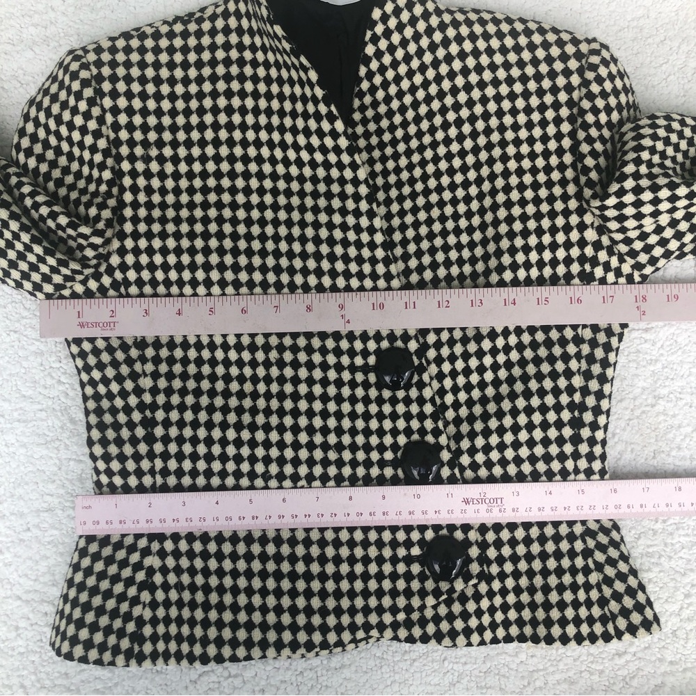 Akris blazer houndstooth check cream & black jacket women’s size 8 hourglass - Picture 13 of 15